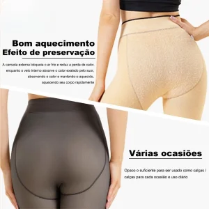 Meia-Calça Térmica Forrada Peluciada Translúcida de Lã Feminina Super Elástica Slim 220g-Tamanho Unico